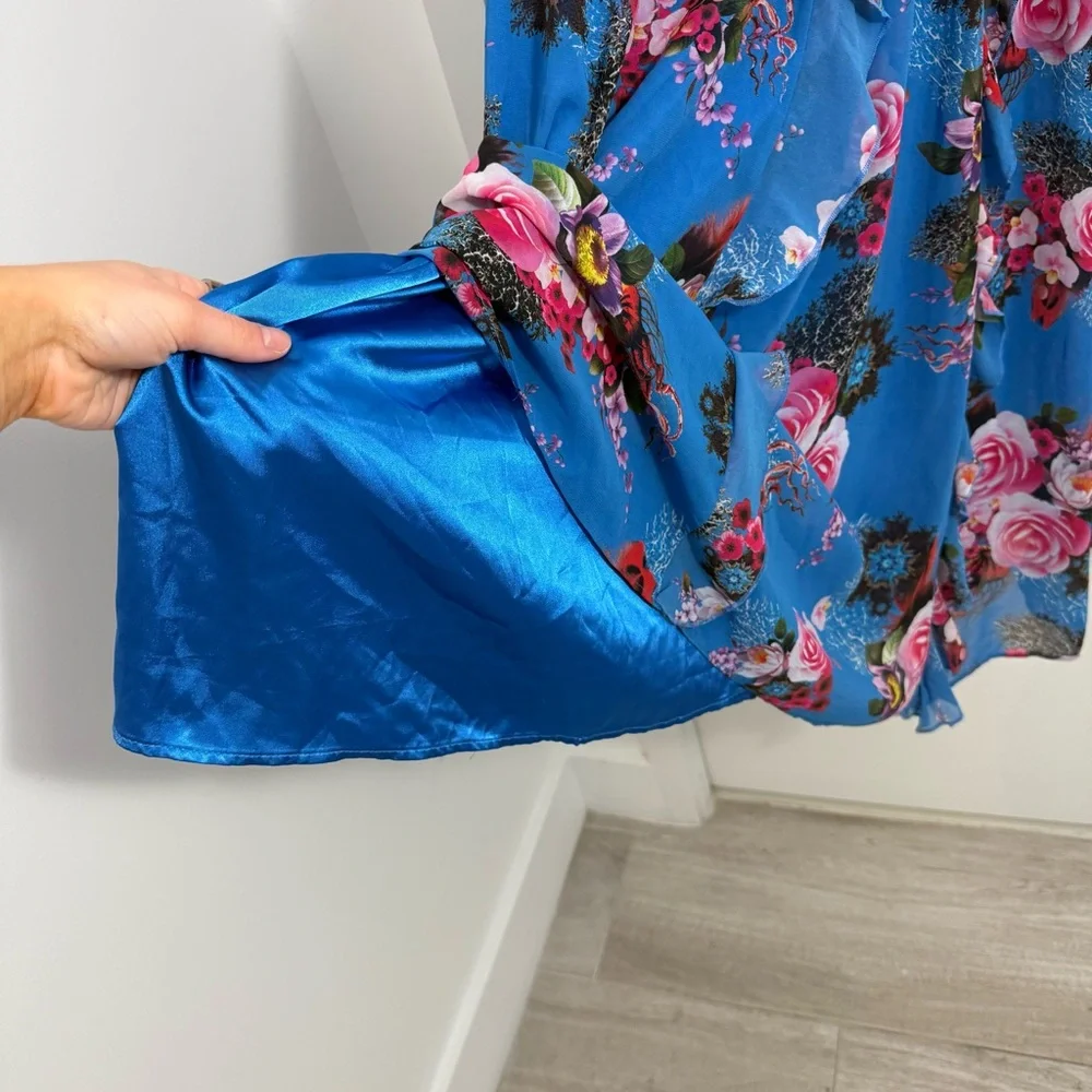 Boston Proper Blue Floral Ruffle Maxi Dress 8 Easter Spring Preppy Cottagecore - Picture 7 of 13